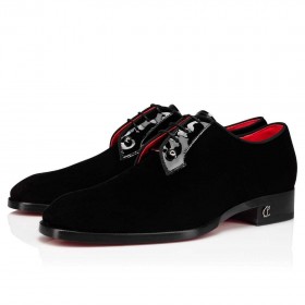 Christian Louboutin Chambeliss Derby Cothrom Veilbhit Agus Lonracha Leathair Dubh