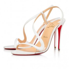 Christian Louboutin Rosalie 100 Mm Sandals Leathar Agus Pvc Bianco CL Bróga