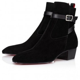 Christian Louboutin Rosalio Jodhpur 40 Mm Buataisí Leathair Lao Dubh Bróga CL