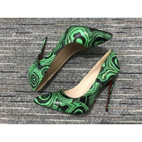 Christian Louboutin mar Sin, Kate Caidéil 120mm Leathar Paitinne Malachite