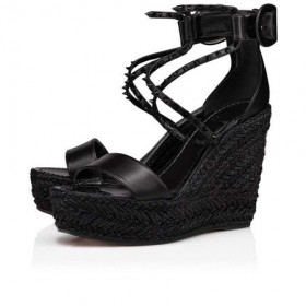 Christian Louboutin 120 mm Dubh/bk/lín Bk/Lao dubh Sandal