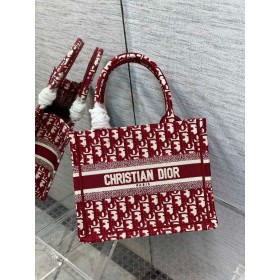 Dior Leabhar Tote Dearg Dior Oblique Bróidnéireacht