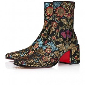 Christian Louboutin Alleo Tosaithe 70mm Íseal Buataisí Jacquard Florea Multicolor Priontáil