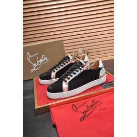 Christian Louboutin Fir Sneakers Íseal-barr Leathar baile átha Troim Veau Velours Multicolor
