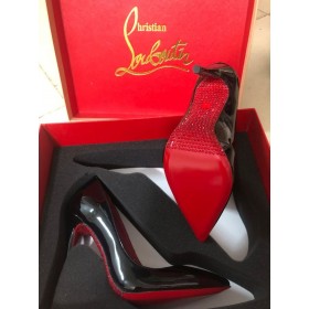 Christian Louboutin Soula Kate Caidéil Criostail Aonair Leathair Paitinne Dubh Loubi