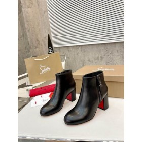Christian Louboutin Ziptotal Buataisí Rúitín Calfskin Dubh Bróga CL