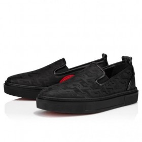 Christian Louboutin Adolon Bád Sneakers Níolón Dubh Críostaí Louboutin Bróga