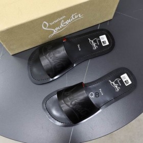 Christian Louboutin Coolraoul Sleamhnán Sandals Leathar Dubh Christian Louboutin Bróga