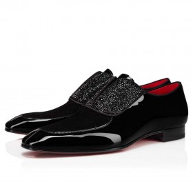 Christian Louboutin Lafitte Ar Strass Oxford Paitinne Lao Leathar Dubh Bróga CL