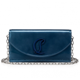 Christian Louboutin Loubi54 Sparán Ar Slabhra Leathair Lao Paitinne Gorm