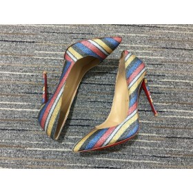 Christian Louboutin mar Sin, Kate Caidéil 120mm Suede Stripy Glitter Multicolor