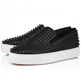 Christian Louboutin Spikeboat Sneaker Alpin Leathar Dubh