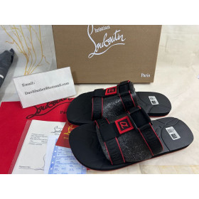 Christian Louboutin Surf Maol Sandals Rubair Dubh Críostaí Louboutin Bróga