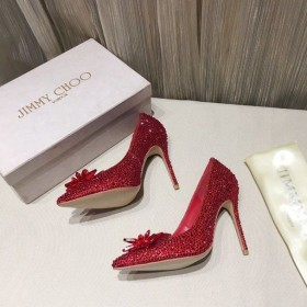 Jimmy Choo Cristais Cinderella 105mm Caidéil Dearg