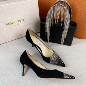 Jimmy Choo Grá 65 Caidéil Suede Dubh