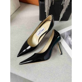 Jimmy Choo Grá 85 Calf Leathar Caidéil JC Feathal Dubh