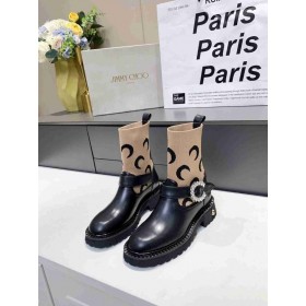 Jimmy Choo Stráice Sock Buataisí Criostail Dubh Donn