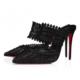 Christian Louboutin Deia 100mm Miúileanna Fabraic Agus Veau Velours Black