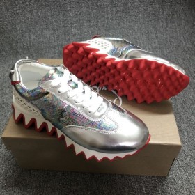 Christian Louboutin Loubishark Fir Sneakers Iridescent Leathar Silver