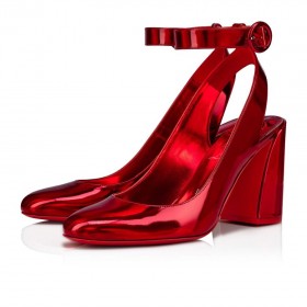 Christian Louboutin Miss Sab Sling Caidéil 85mm Paitinne Leathar Dearg