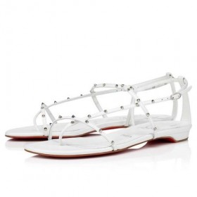 Christian Louboutin Sandal Riojana Spikes Bianco/lÃn Bianco Leathar