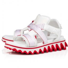 Christian Louboutin Tsamhraidh Loubishark Cothrom Poileistir Bán Sandal