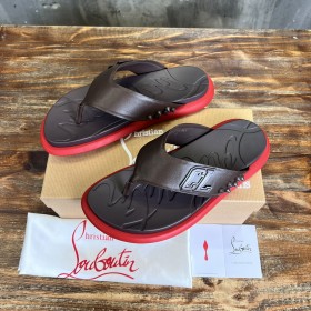 Christian Louboutin Men Flip Flop Sandals Rubber Coffee