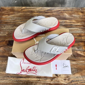 Christian Louboutin Men Flip Flop Sandals Rubber Gray