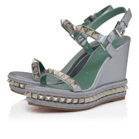 Christian Louboutin Pyraclou 110 Mm Espadrilles Iridescent Nappa Leather Manuka