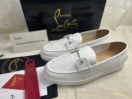 Christian Louboutin Chambeliboat Boat Shoes Calf Leather White