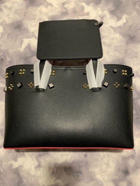 Christian Louboutin Cabata Impero Spike Studded Leather Tote Bag Black Christian Louboutin Store