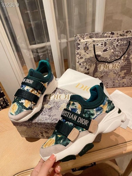 Dior D a VAGARE Sneakers Nero Verde Tessuto Tecnico Stampa di Oblique