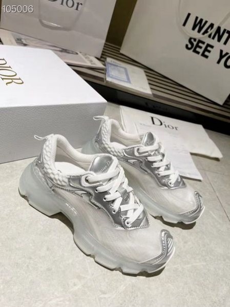 Dior Vibe Sneaker Maglia Bianca e Argento-Tono di Tessuto Tecnico