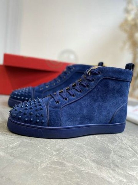 Christian Louboutin Lou Picchi di Alta top Sneakers in pelle Scamosciata Blu Navy