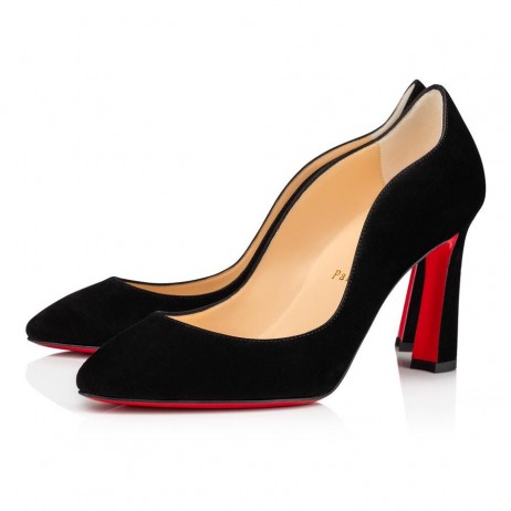 Christian Louboutin Agneska Pompe 85mm Camoscio in Pelle di Vitello Nero CL Scarpe