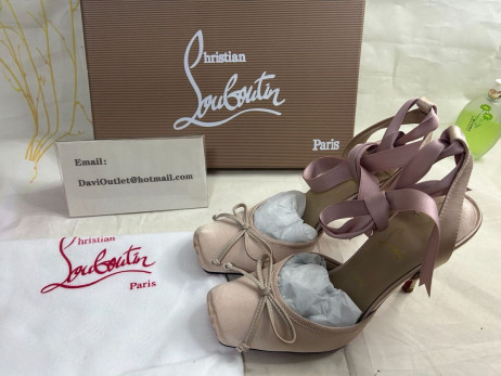 Christian Louboutin Cassia Pizzo 100Mm Strappy Pompe di Crepe Satin Blush