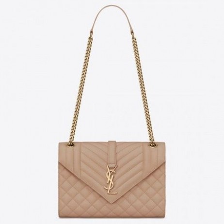 Saint Laurent Media Busta Borsa Beige In Pelle A Grana Saint Laurent Borse