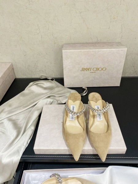 Jimmy Choo Bing 65 Camoscio Muli Cristallo Cinturino Khaki