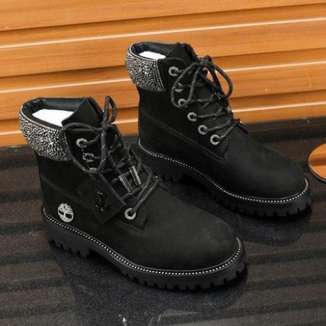 Jimmy Choo Stivali Timberland Nabuk Logo Ricamato Nero Argento