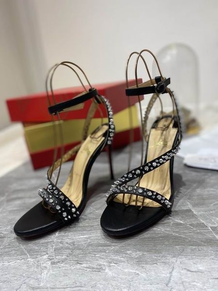 Christian Louboutin Mafaldina Picchi di Sandali 100mm Pelle Nappa Nero