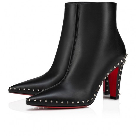 Christian Louboutin Vidura Bottino 85 Mm Basso Stivali Di Pelle Di Vitello Nero Scarpe Christian Louboutin