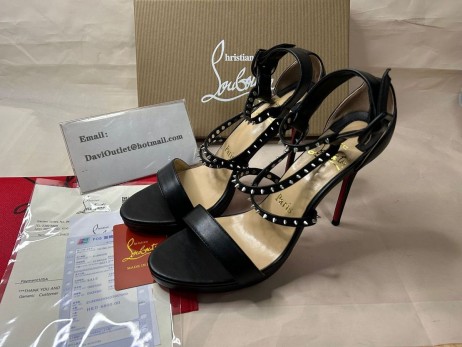 Christian Louboutin Sandalo Choca Lux 120 mm, Nero/argento Pelle