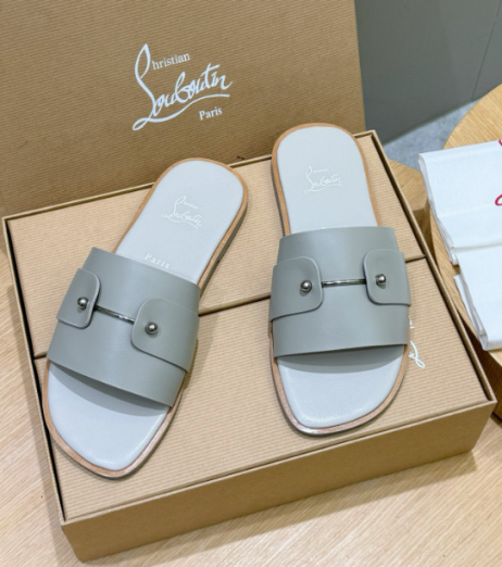 Christian Louboutin Chambelimule Mules Calf Leather Gray