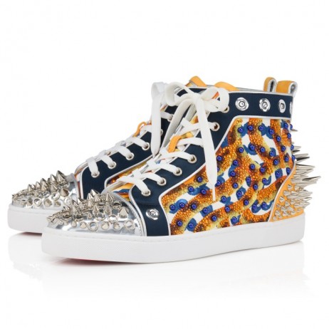 Christian Louboutin Louis No Limit Gaagal High-Top Sneakers Gaagal Crepe Satin Magma