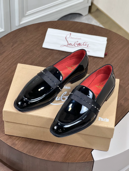 Christian Louboutin Nit Night Loafers Patent Leather Black Red