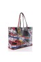 Christian Louboutin Est Ovest Cabata Tote In Pelle Di Vitello Loubiballage Picchi Nero Multicolore