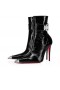 Christian Louboutin Chiudermi In Me Un Bottino Di 100 Mm Basso Stivali Vog Brevetto In Pelle Nera