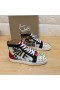Christian Louboutin Lou Picchi Orlato di Alta-top Sneakers in Velluto e Vitello Multicolore