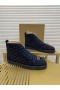 Christian Louboutin Louis Orlato Di Alta Top Sneakers Veau Velours Blu Navy