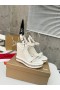 Christian Louboutin Pyraclou 110 Mm Espadrillas In Pelle Iridescente Bianco